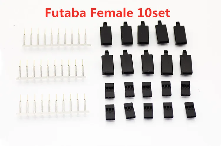 10 sets Jr Futaba Servo Receiver Connector Plug with Lock and Male Female Gold Plated terminals Crimp Pin Kit for RC battery