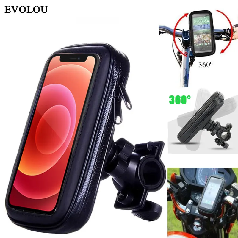 Bicycle Motorcycle Phone Holder Waterproof Case Phone Pouch for iphone 13 Pro Max 12 Mini 11 XR Xs 6s 7 8 Mobile Support Stand