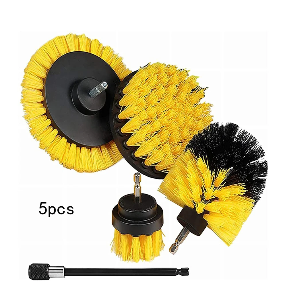 Power Brush Attachment 5 Pieces Scrubber Cleaning Brush with Extended Long Attachment Set for All Purpose Drill Scrub Brush