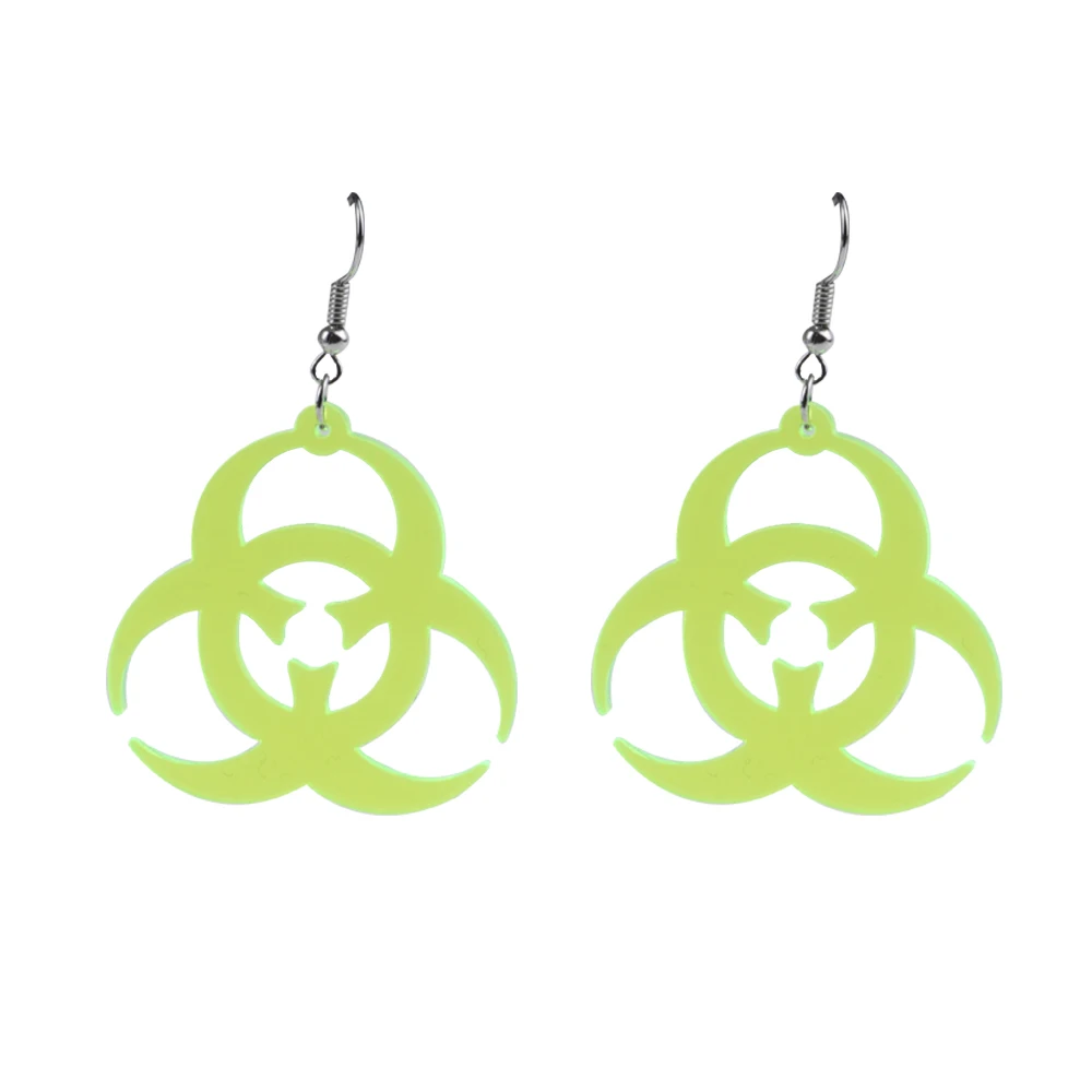 Geometric Symbol Neon Green Acrylic Earrings For Women Girls Transparent Hollow Out Dangle Earrings Fashion Party Jewelry Gifts