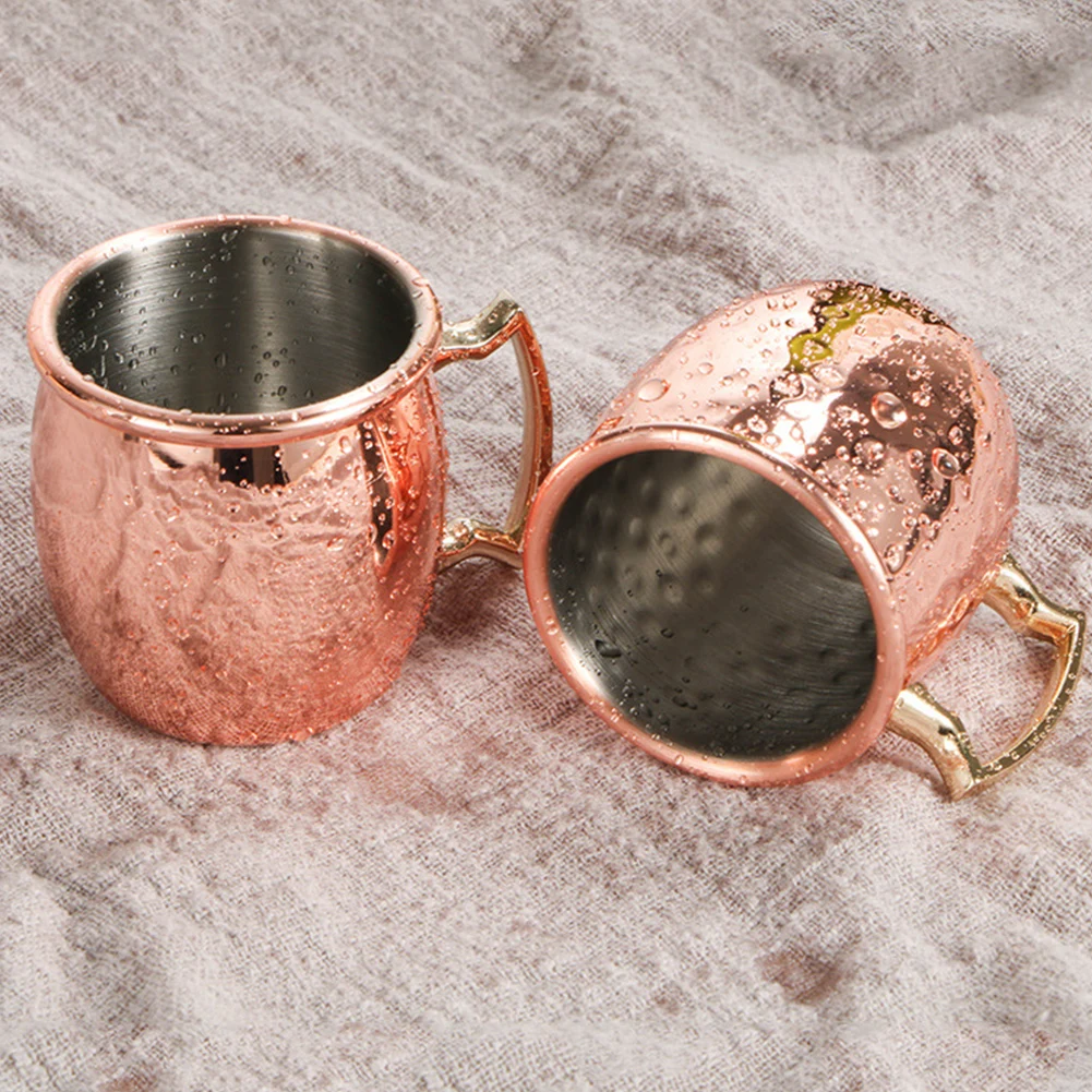 60ml Stainless Steel Drum Shape Copper Plated Moscow Mule Mugs Shot Glass Mini Shot Copper Mug Handled Kitchen Bar Supplies