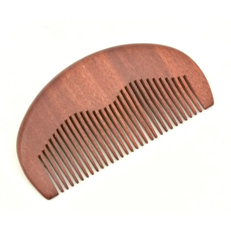 100pcs/lot Natural Wood Beard Comb Red Wooden Anti-Static Pocket Comb for Men Beard Mustache Grooming SN344