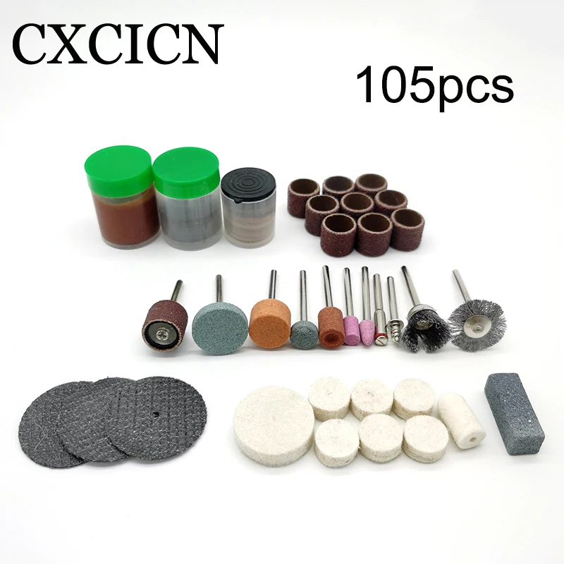 Set di accessori per utensili rotanti 105 pezzi Kit abrasivo dischi per lucidatura dischi fai-da-te per un facile taglio rettifica e lucidatura