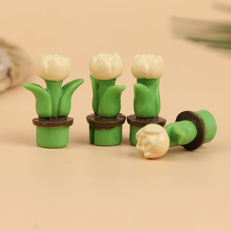 Florero de Miniture para casa de muñecas, flores artificiales, plantas en macetas verdes, decoración del hogar para niños, juguete de muebles para casa de muñecas DIY, 1 unidad