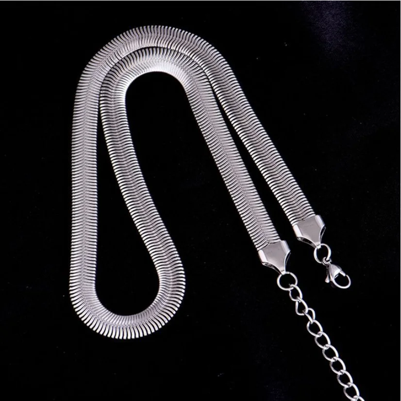 316L Stainless Steel New Fashion Fine Jewelry Minimalism Width 8mm Charm Snake Chain Choker Necklaces Pendants For Women Men