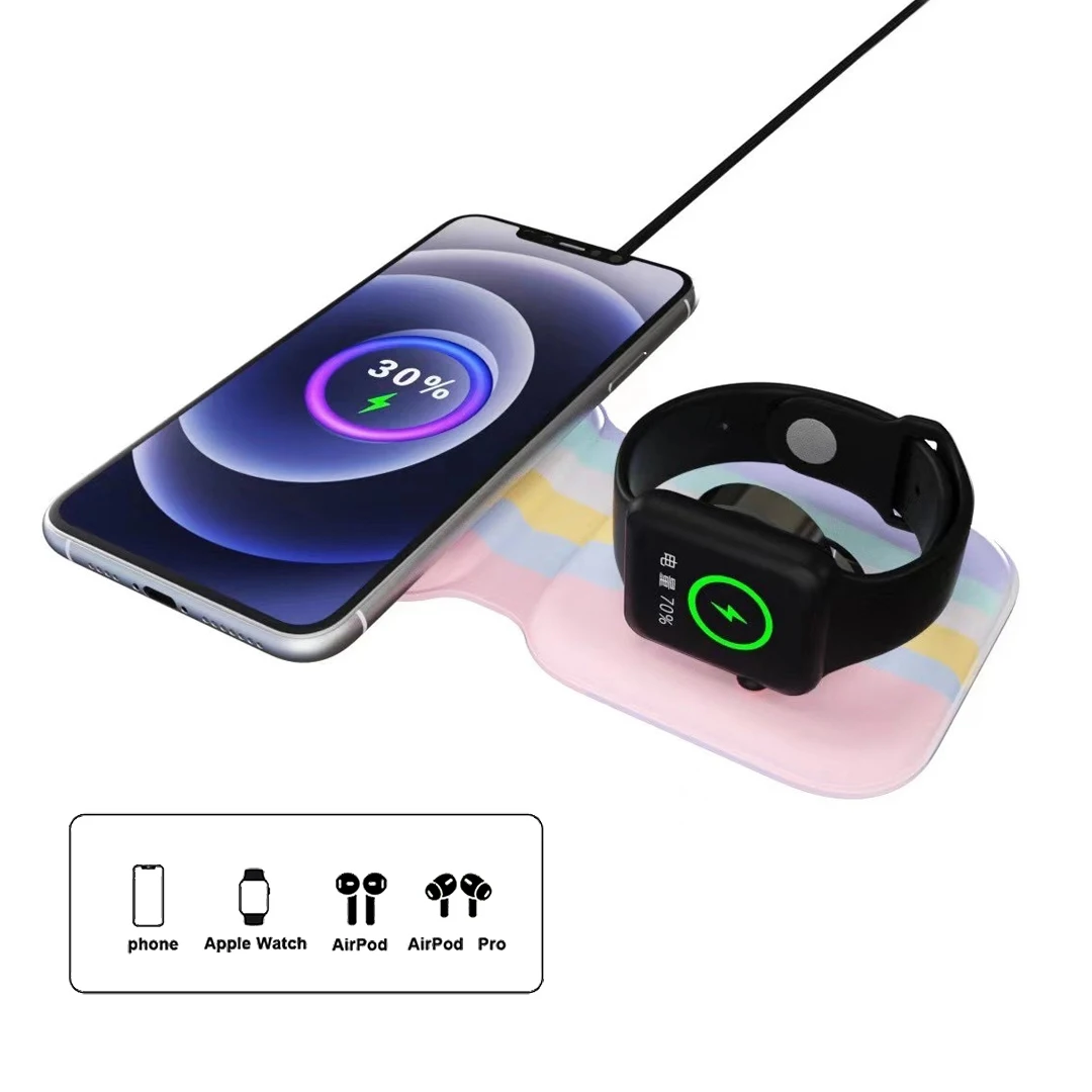 Mag safe Double Wireless Charger Pad for iPhone 13 12 Pro Max 11 XS Apple Watch 6 5 AirPods Pro Magnetic Fast Wireless Charging