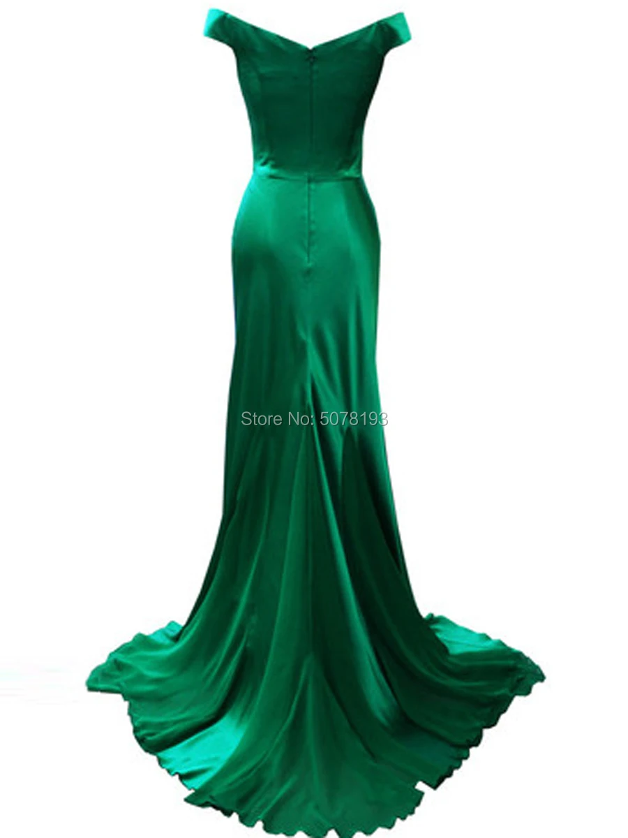 Vestido de noche largo de satén verde con cuello en V, hombros descubiertos, Natural, recto, largo hasta el suelo, Dubái, vestidos de fiesta plisados, envío gratis