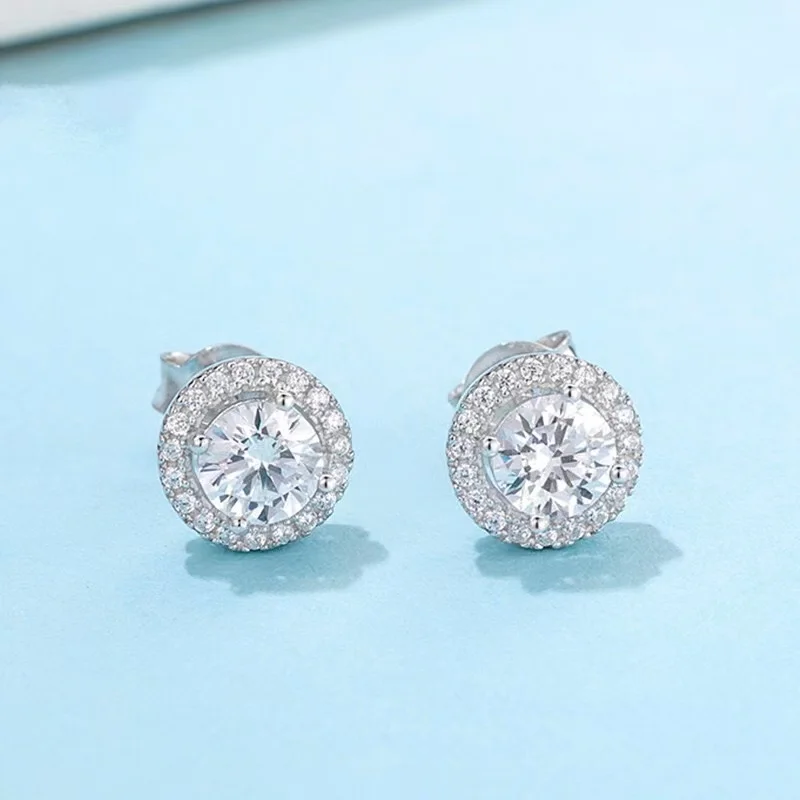 

Женские круглые серьги из серебра 0,5 пробы, с муассанитом