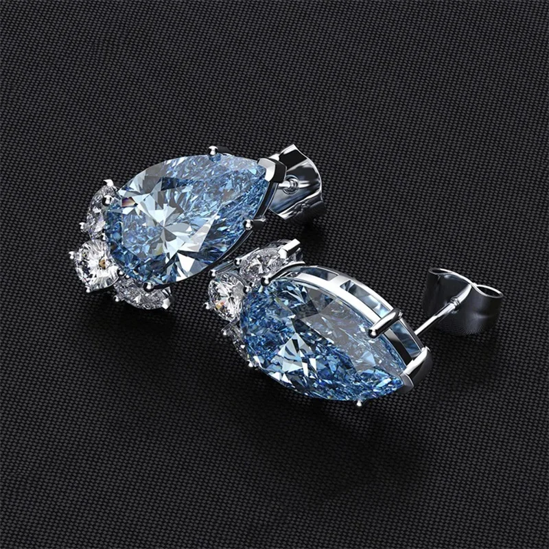 CAOSHI Delicate Stud Earrings for Women Brilliant Blue Crystal Zirconia Accessories Trendy Female Party Jewelry Exquisite Gift