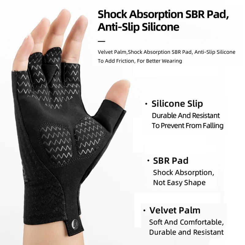 ROCKBROS Cycling Gloves Autumn Spring MTB Bike Gloves SBR Pad Half Finger Bicycle Goves Men Women Breathable Shockproof Gloves