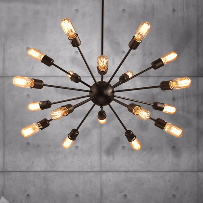 Modern Pendant Lights American Country Stairwell Clothing Store Bedroom Nordic Retro 12 18 Heads Black Gold Decorative Luminaire