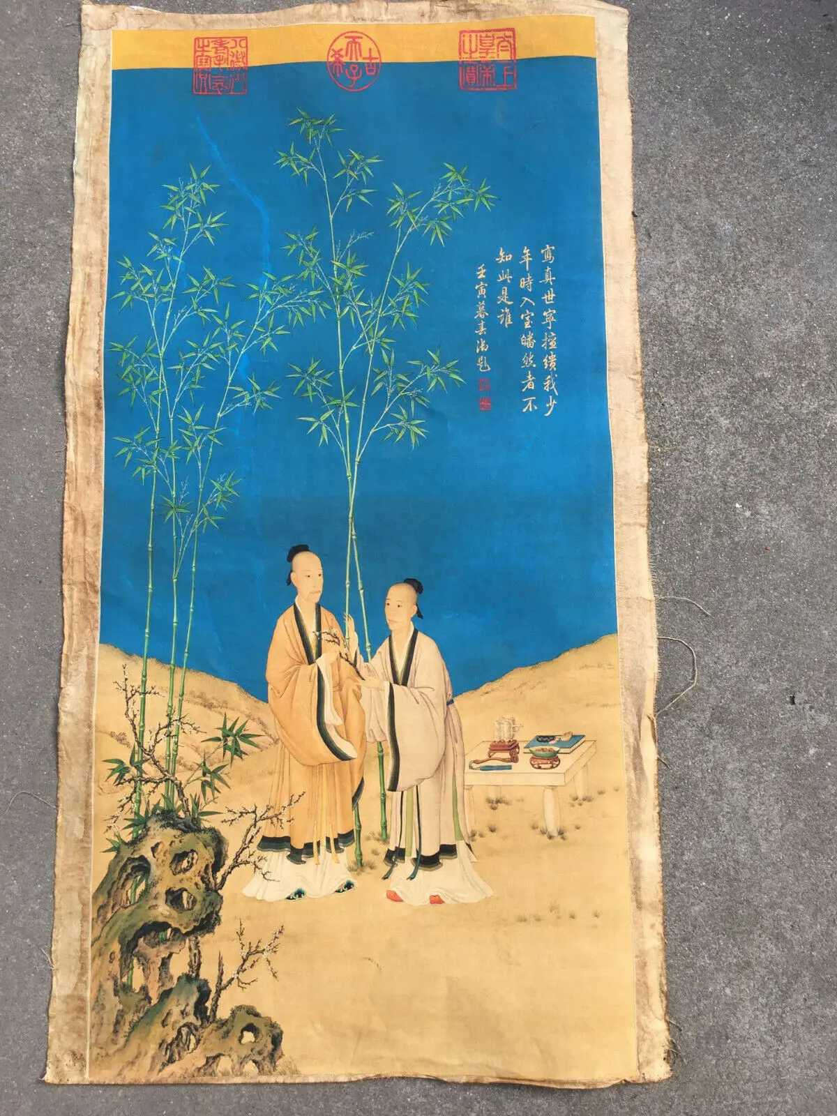 

Chinese Old Scroll Lang shi ning - ping an Chunxin Painting Rice Paper Painting