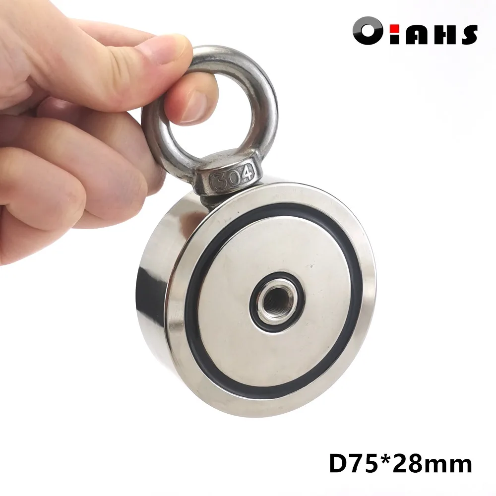 

Double side D75*25mm Search magnet Hook 160KGx2 Super power D48-D75mm Salvage Fishing magnetic Stell Cup holder