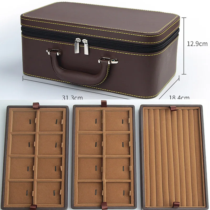 Organizer Box Portable Travel Storage Box Suitcase Available Leather Detachable High Level Necklace Ring Bracelets Jewelry