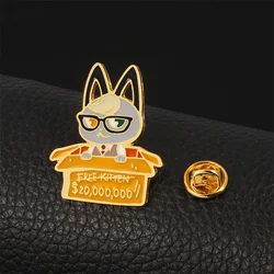 Animal Crossing Villager Raymond Hard smalto Pin Cartoon uomini e donne Trend bella scatola occhiali Black Cat Medal spilla