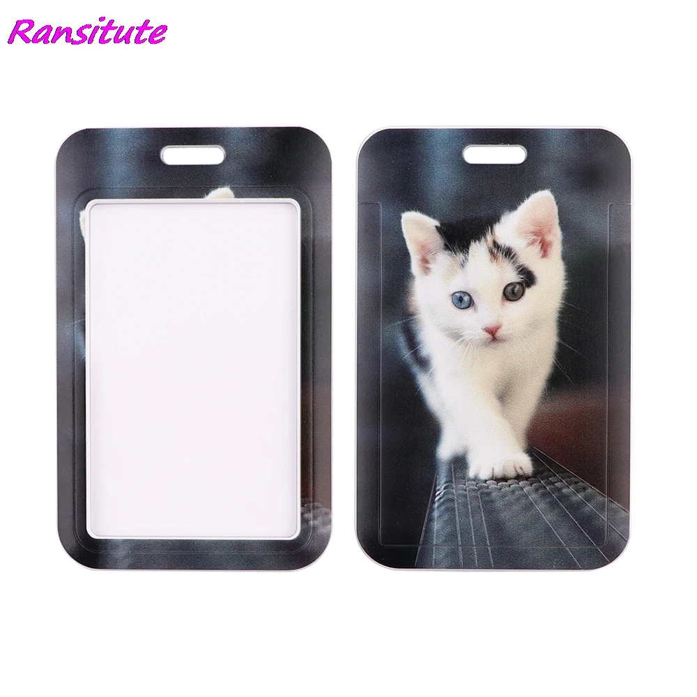 Ransitute R1930 Lovely Cat Creative Lanyard Card Holder Student Hanging Neck Phone Lanyard Badge Subway Access Card Holder