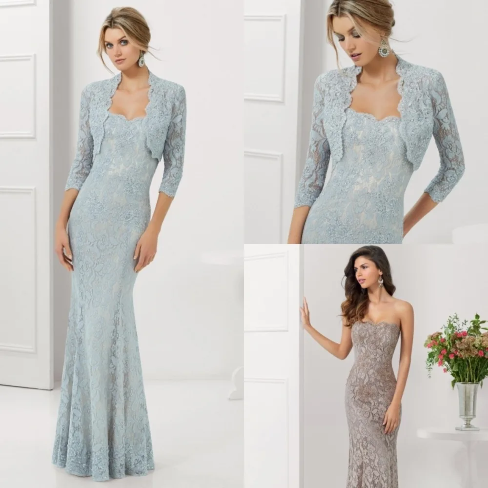 

sexy long Mermaid lace Mother of the Bride Dresses with jacket sleeves 2015 Party Gowns Vestidos De Festa Madrinha Weddings