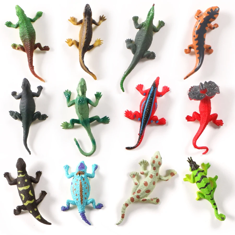 Figuras de acción de animales de simulación, modelo de lagartos de plástico PVC, colección de animales reptiles, juguetes para niños, 12 Uds.