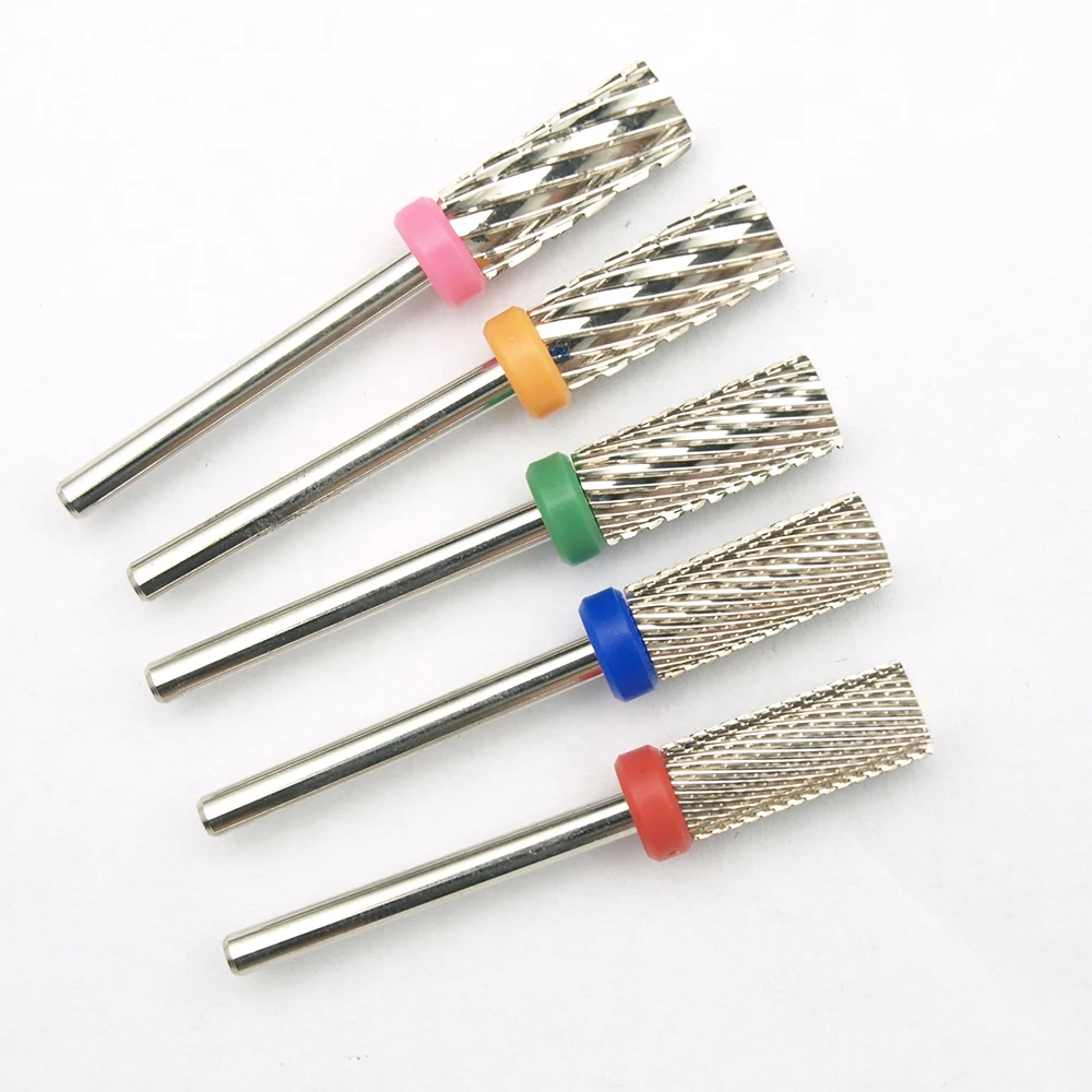 New Silver! Quality 5mm Small Flat Top barrel Original Tungsten steel Carbide Manicure Nail drill bit File Accessories