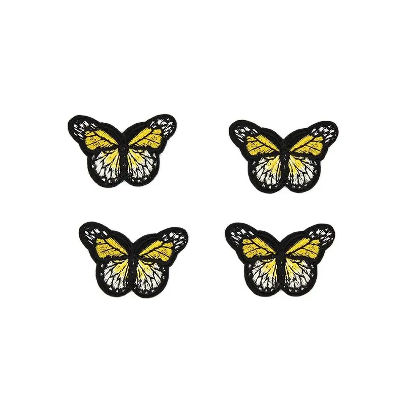 10pcs/lot Diy Iron On yellow Butterfly Appliques Clothes Sewing Patches for backpack coats jeans Iron Stickers Garment Badge