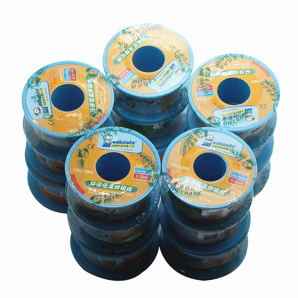 Lead-free solder wire MECHANIC HBD-366 40G 0.8MM SN42%BI58% Good activity low temperature auxiliary flux solder wire welding