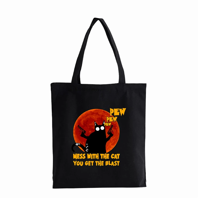 Pew Pew Madafakas Print shopping bag Anime cat Graphic Boys Girls canvas bag Teenagers School Laptop Bag Casual tote bag