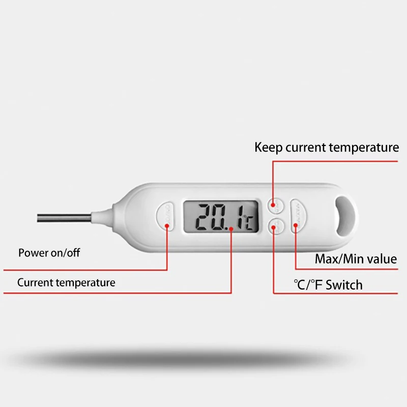 Food Thermometer -50~300℃ Digital Temperature LCD ℉/℃ switch High Low Temperature meter For Cooking Barbecue Toast Milk Cake