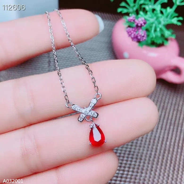 

KJJEAXCMY Fine Jewelry 925 sterling silver natural ruby inlaid female money chain pendant supports detection