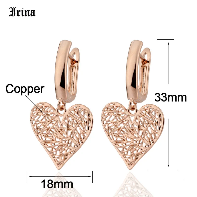 2022 New Earrings Rose Gold Color Dangle Earrings Stylish Hollow Out Heart Shaped French Hook Earring For Women Jewelry