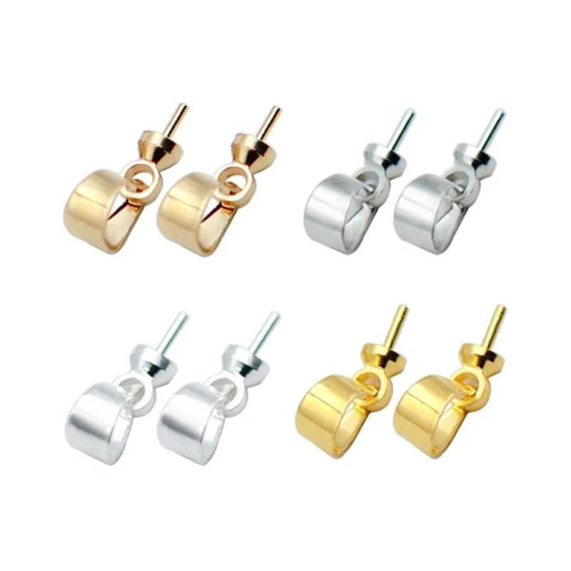 50szt 11x3mm 925 Sterling Silver Screw Eye Pin Bail Locks Beads End Cap Pinch For DIY Charm Pendant Connectors Biżuteria Making