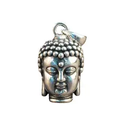 BOCAI New S999 Pure Silver 3D Hard Silver Three-Dimensional Sakyamuni Pendant Buddha Tathagata Buddha Head Good Luck Pendant