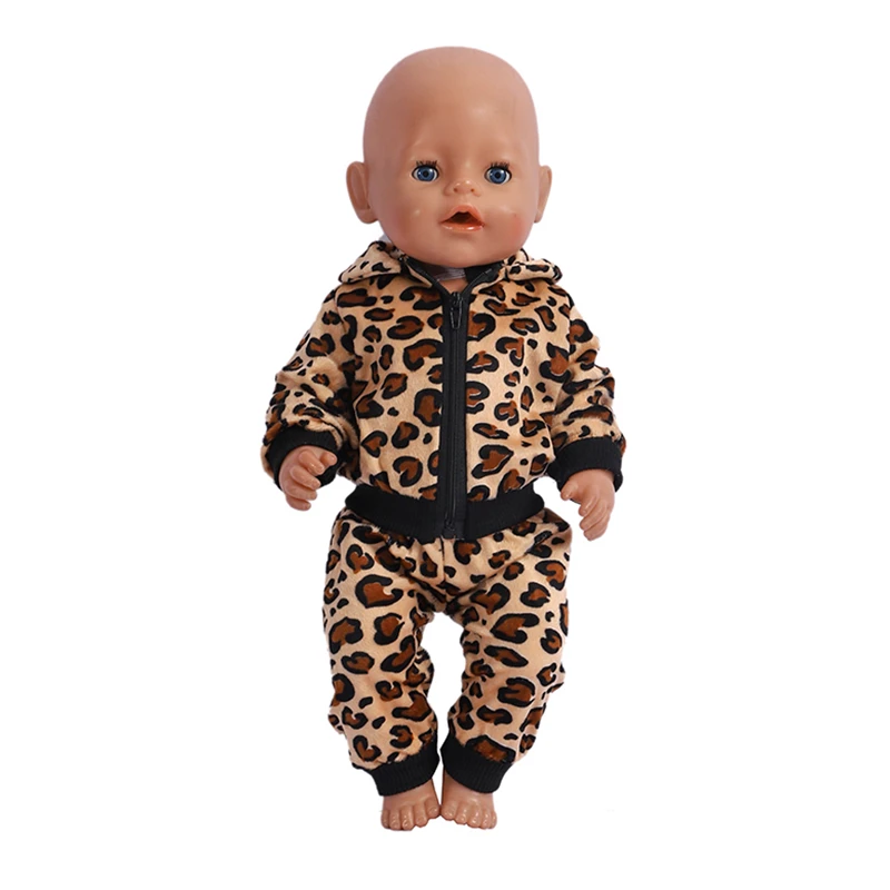 Ropa para muñecas de 18 pulgadas con estampado de leopardo, ropa para bebés de 43 cm, ropa para muñecas para Niñas Americanas, accesorios para casas de muñecas OG, regalo para niñas