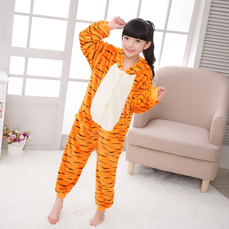 Children Pajamas Winter Tigger Stitch Onesie Cartoon Animal Cosplay Pyjama Onesie Boys Girls Pajamas Set Kids Flannel Sleepwear