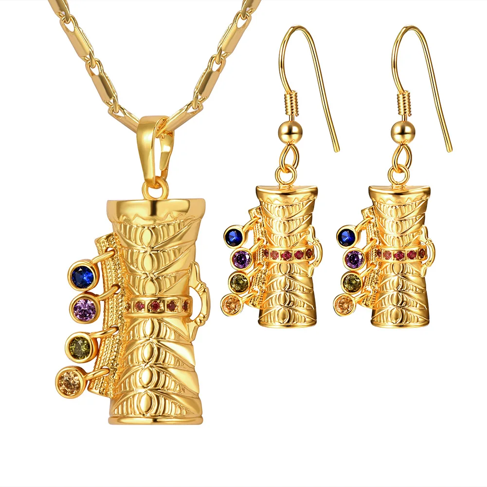 

ChainsPro KUNDU Drum Jewelry Sets For Women Gold Color Papua New Guinea Jewelry Earrings Necklace Sets Crystal PNG Sets S021