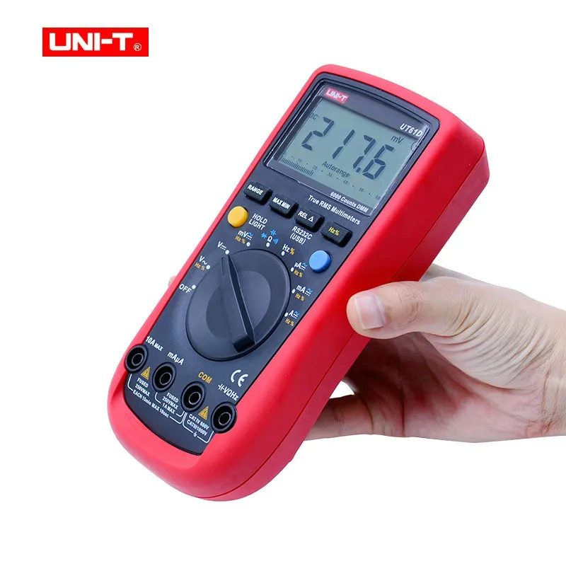 UNI-T UT61E Digital Multimeter True rms Auto Range UT61B/C/D/E AC DC Meter Data Hold Multimetro 9V Rechargeable Battery