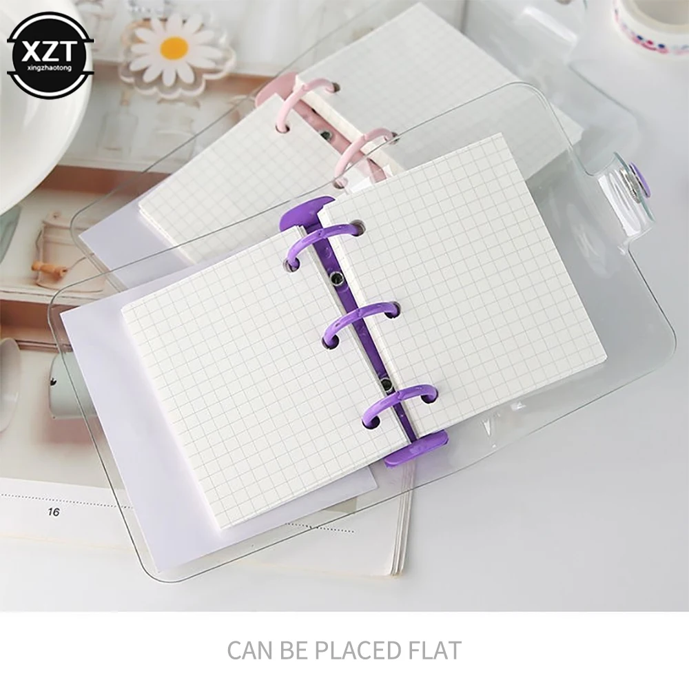 미니 귀여운 루스 리프 포켓 핸드 북, 크리에이티브 휴대용 투명 3 홀 바인더 다이어리 메모장 카와이 문구