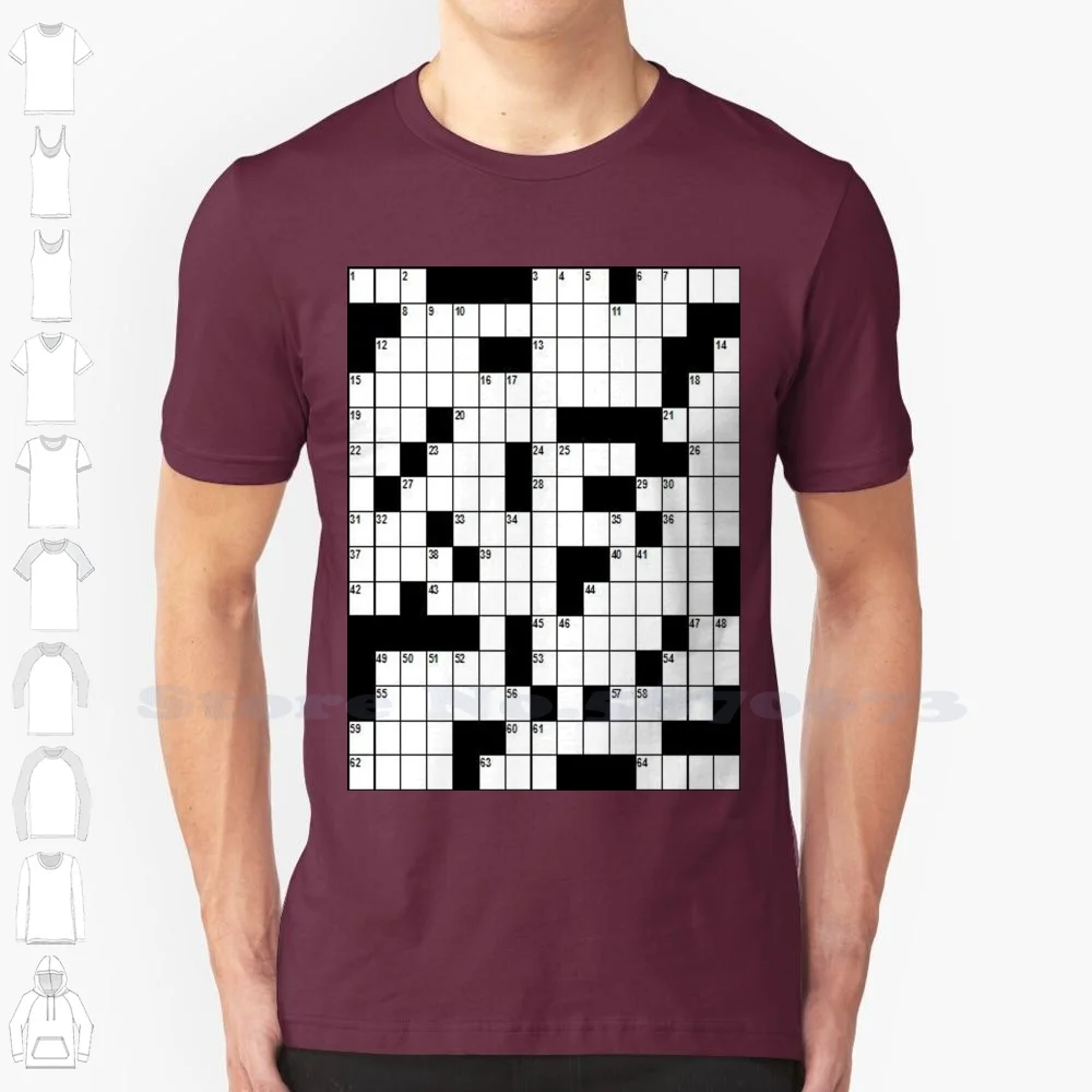 Crossword 100% Cotton T-Shirt Cross Crossword Crosswords Emo Goth Letters Number Punk Puzzle Word Written