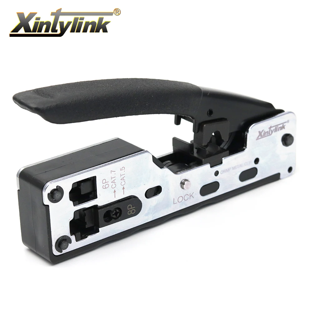 xintylink RJ45 crimper for cat7 plug cat5 cat6 connector network tools Crimping Cable Stripper clamp 8p8c pliers Crimp Clip