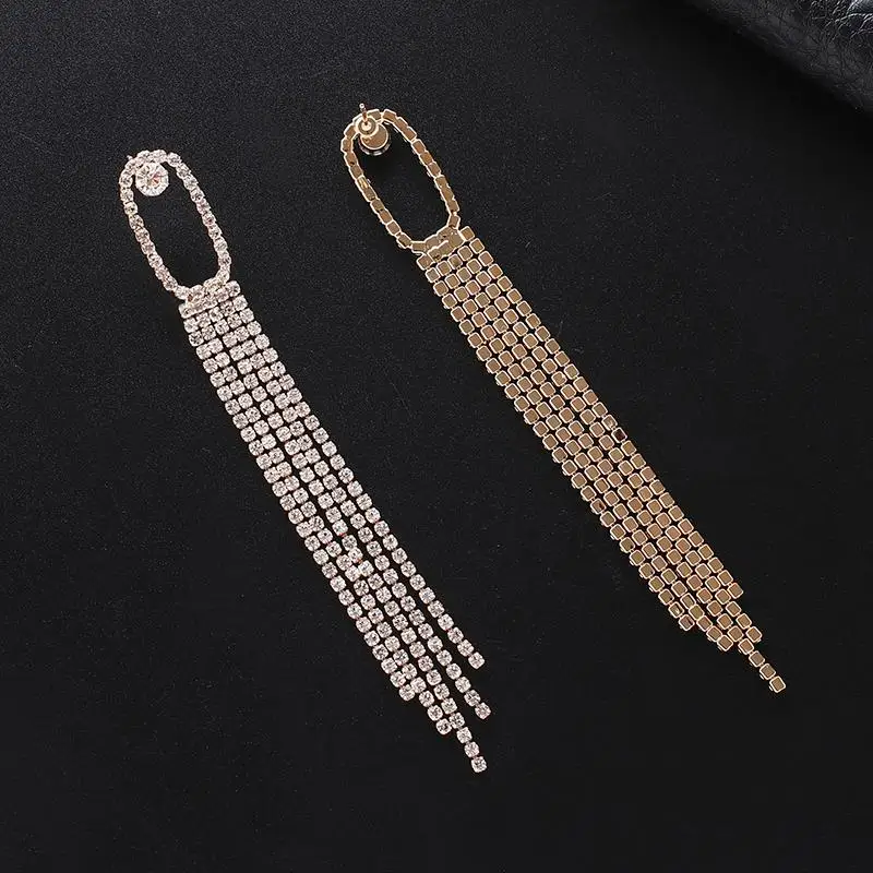 YFJEWE New Hollow Rhinestone Love square Tassel Drop Dangle Earrings Cute Trendy Jewelry for Girls Women Accessories Gift E692