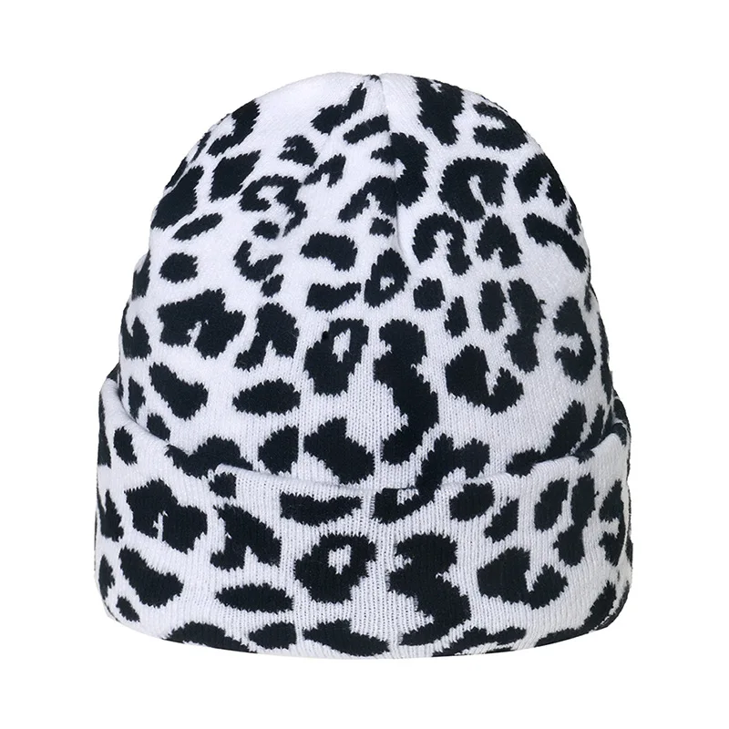 Trendy Autumn Winter Hats Black White Check Zebra Leopard Beanie Hats Warm Cap Hats Hip Hop Knitted Caps Bonnets For Women Men