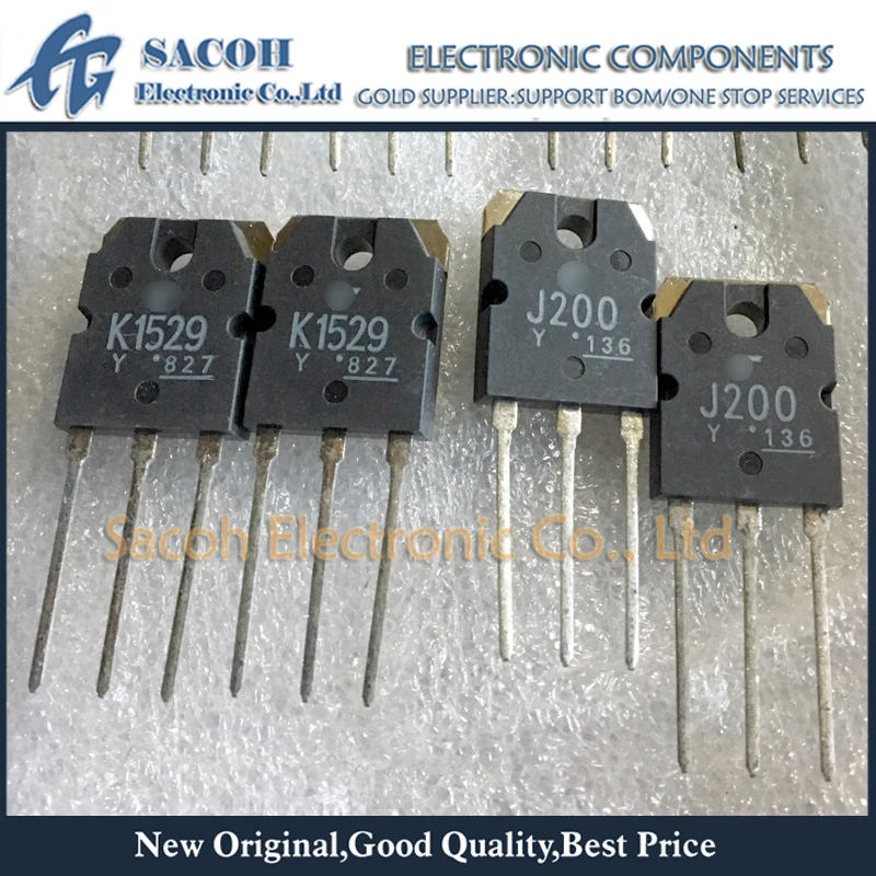 

New Original 1Pair(2Pcs)/Lot 2SK1529 K1529 1529 + 2SJ200 J200 200 TO-3P 10A 180V Silicon N-ch + P-ch Power MOSFET