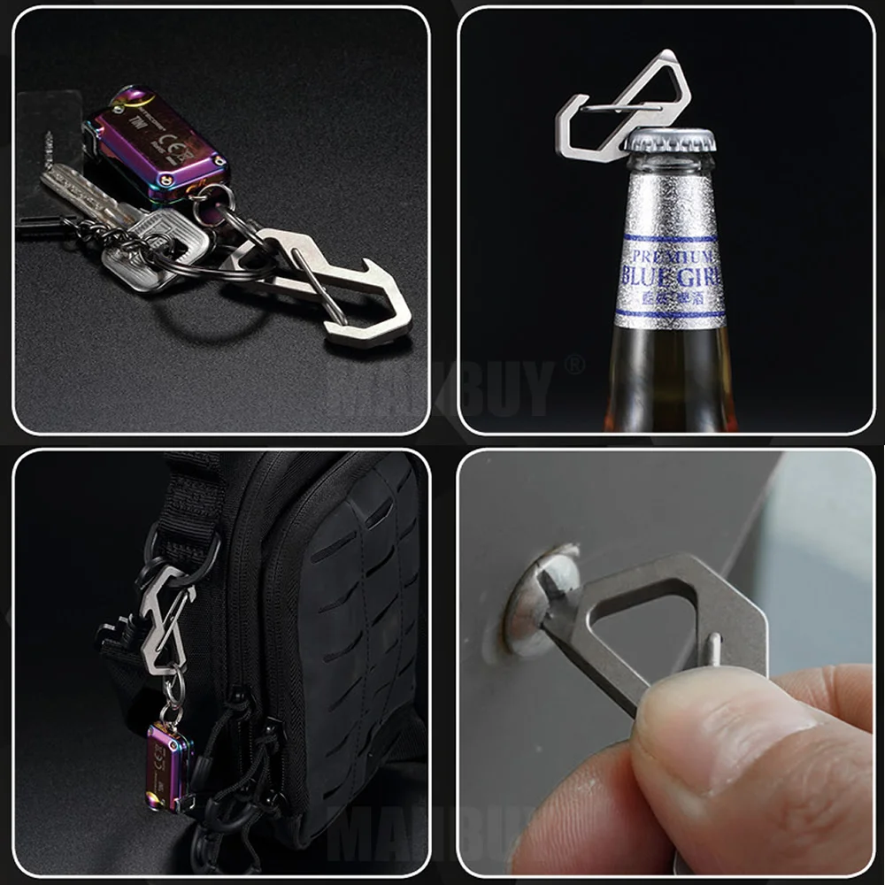 Imagem -02 - Nitecore-multiuse Titanium Alloy Snap Hook Keychain Abridor de Garrafas Pendurar Chave de Fenda Diariamente ao ar Livre Usinado Nsh10 Tc4