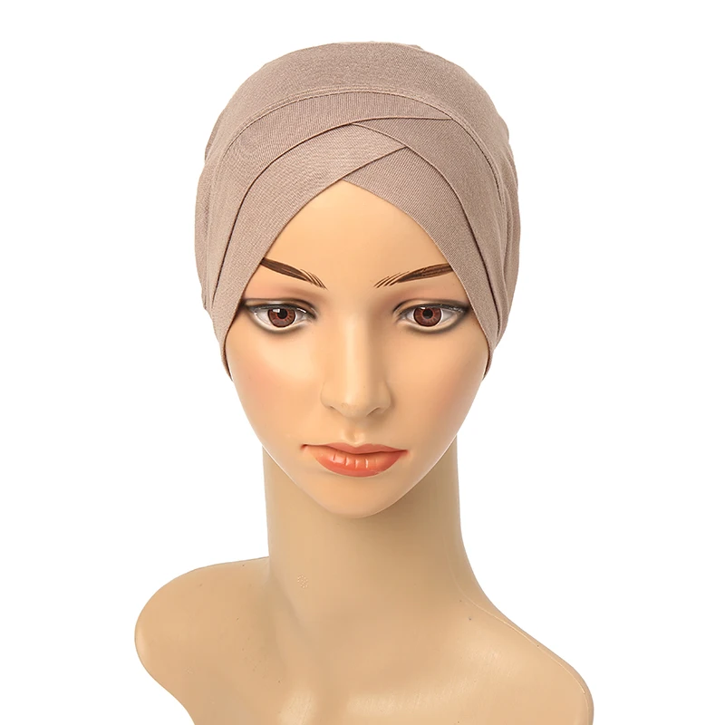 28 Colors Criss Cross Undercap Muslim Hijab Inner Hat Women Underscarf Islamic Scarf Turban Caps High Quality Headcover Headwrap