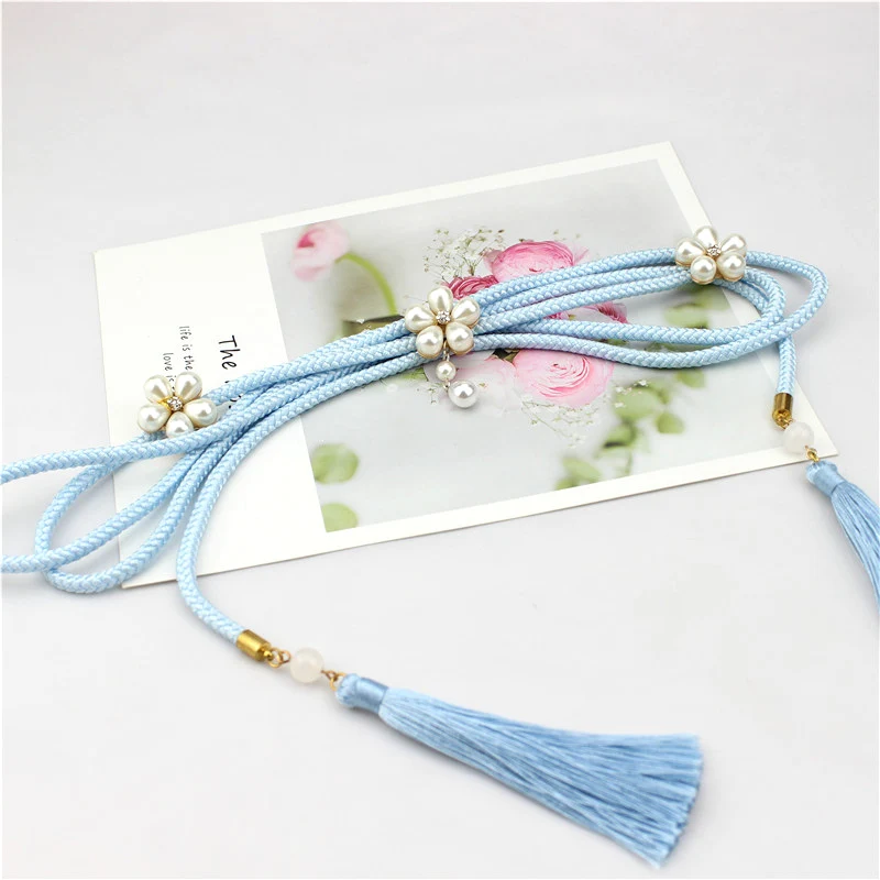 Obi Obijime Cord Bead Red Wine Yellow Sky Blue Japanese Style Kimono Yukata Sash Belt Classic Formal Traditional Vintage HW067