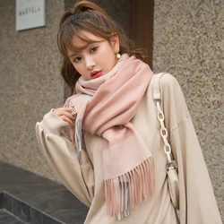 Winter 100% Wool Scarf Women Pink Plaid Shawls and Wraps Echarpe Warm Woolen Pashmina for Ladies Cashmere Scarves Foulard Femme