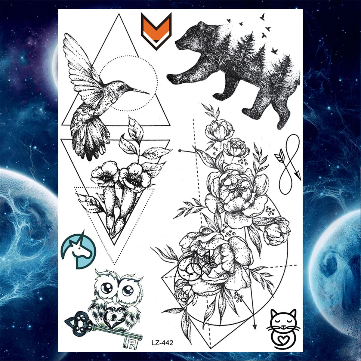Anhänger Blume Temporäre Tattoos Für Frauen Erwachsene Gefälschte Schmuck Tattoo Aufkleber Pfingstrose Schwarz Henna Mond Große Oberschenkel Tatoo Wasserdicht