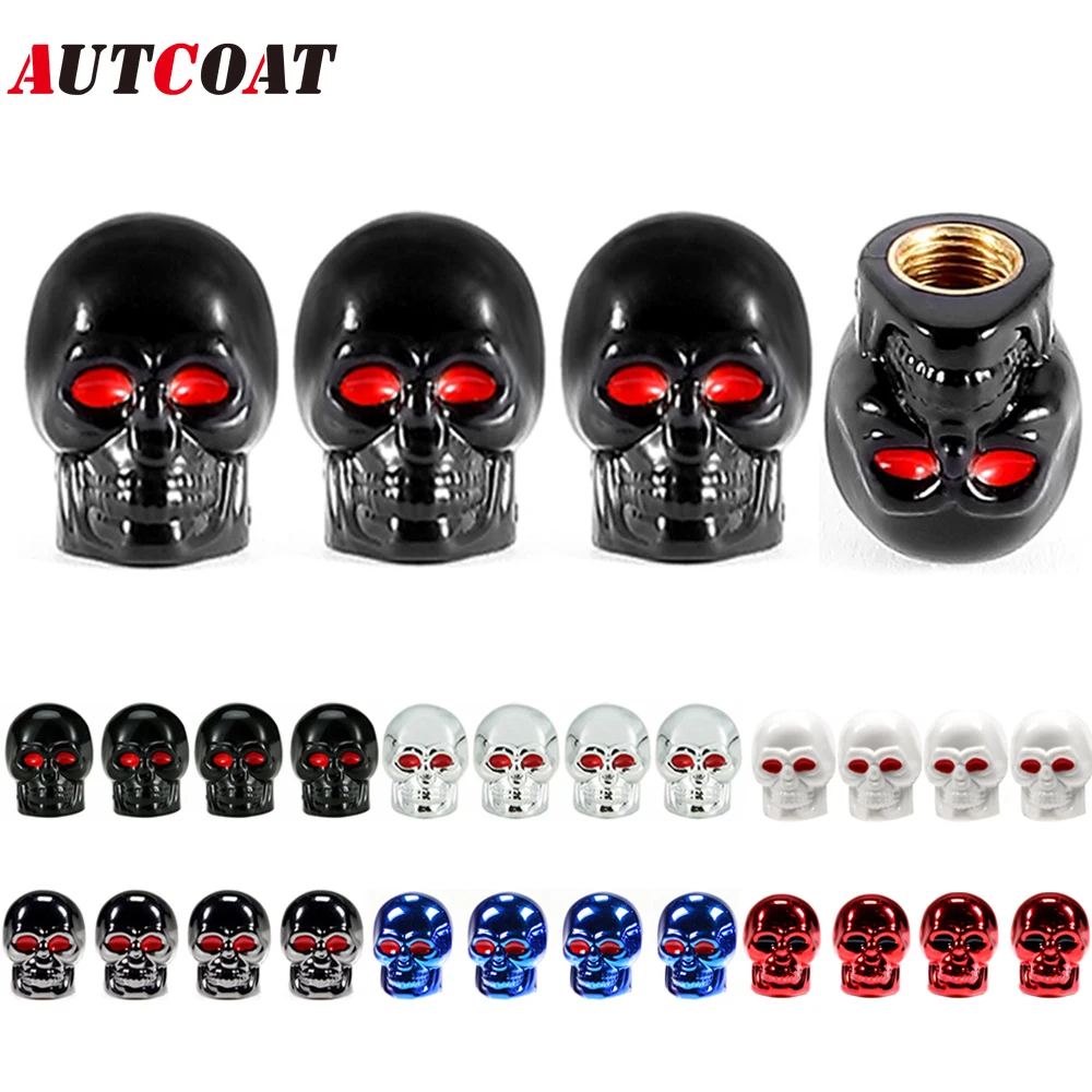 AUTCOAT 4 sztuk/zestaw uniwersalny samochód w stylu czaszki antykorozyjny rdzeń miedziany motocykl motor koło samochodowe opony opony nakładki na zawory
