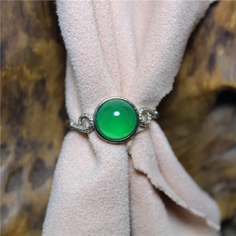 

Liemjee Green Agate Hollow Ring Personality Fashion Punk Party Jewelry For Women Feature Concise Namour Charm Gift All Seasons