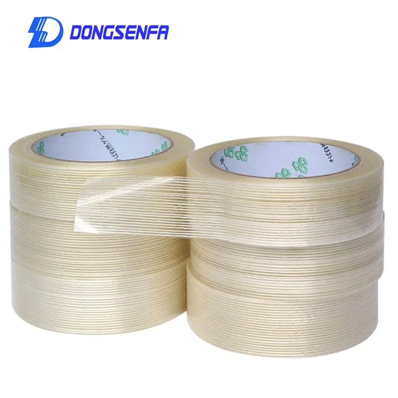 DONGSENFA 25M/Roll Transparent Glass Fiber Tape Transparent Striped Single Side Adhesive Tape Sticky For Fixing And Packing
