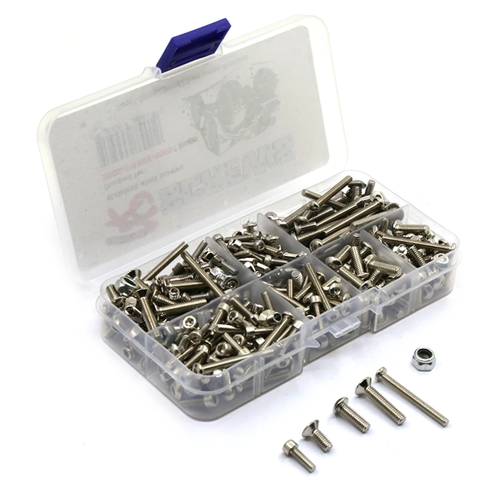 

1box Stainless Steel Screws Nuts for Traxxas 1/10 MAXX 89076-4 Crawler Axial Capra AXI03004, SCX10III AXI03007 Upgrade Parts